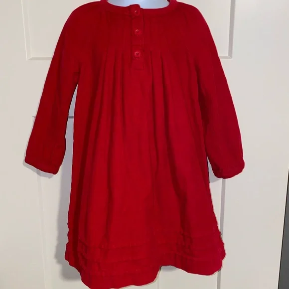 J. Khaki | Dresses | Jk Jkhaki Red Corduroy Pleated Long Sleeve Dress Girls  4t Buttons Ruffles | Poshmark
